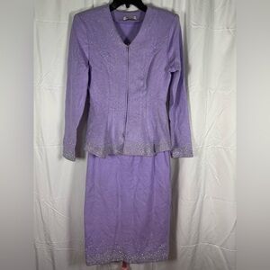 KNY By Kourosh size 8 Elegant Purple Women's Skirt Set